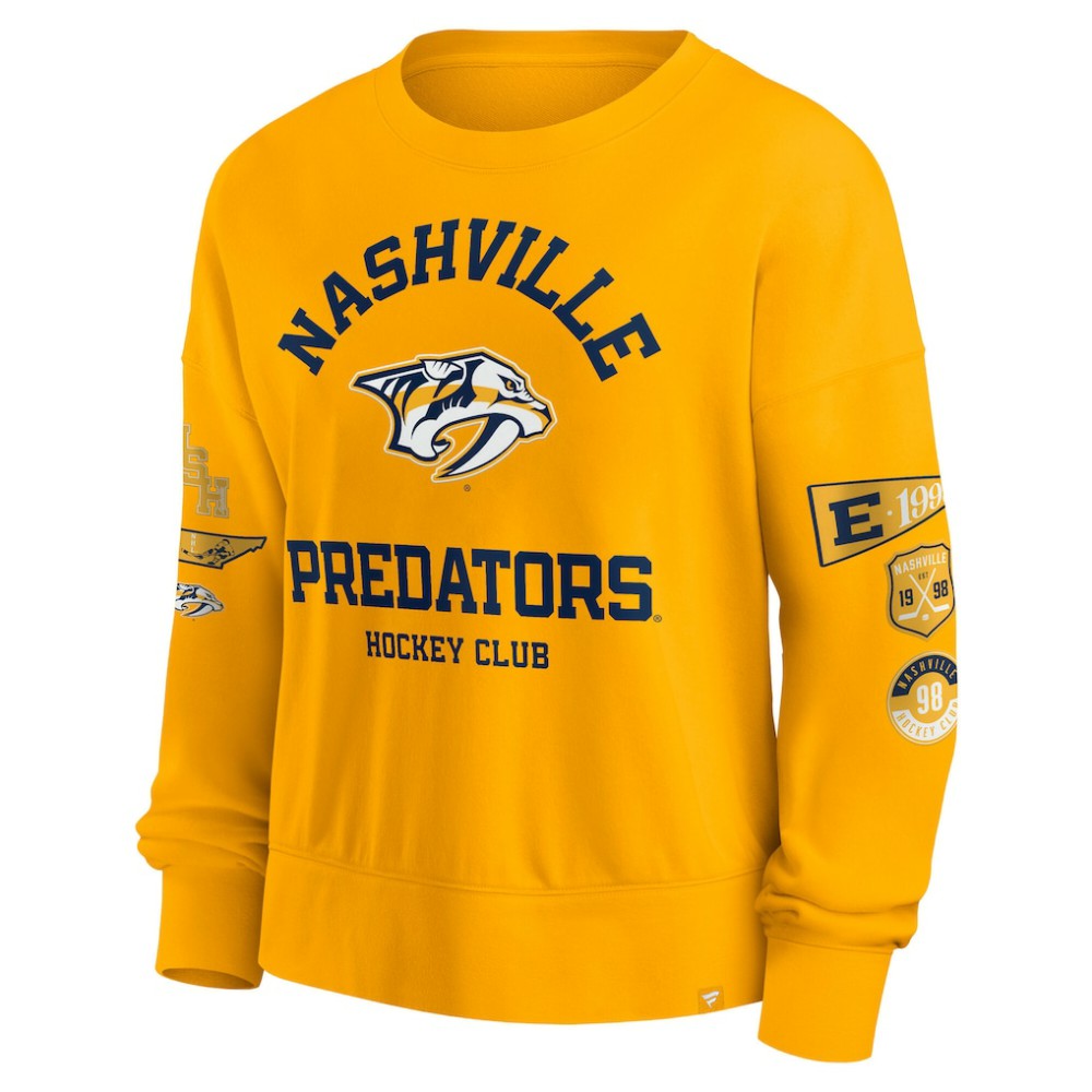 Nashville Predators Fanatics Women's Go Team Pullover Sweatshirt Gold