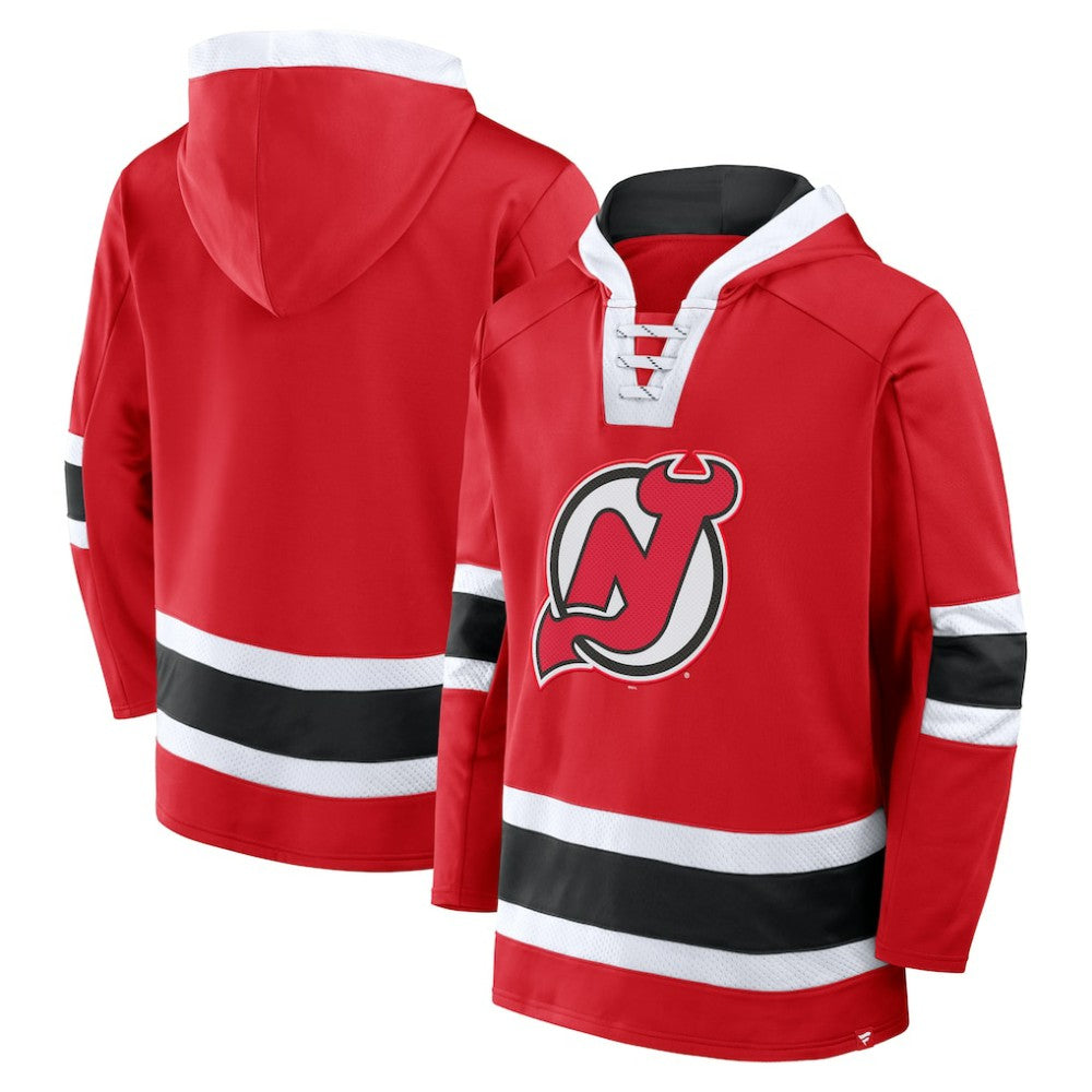 New Jersey Devils Fanatics Inside Line Fleece Pullover Hoodie- Red