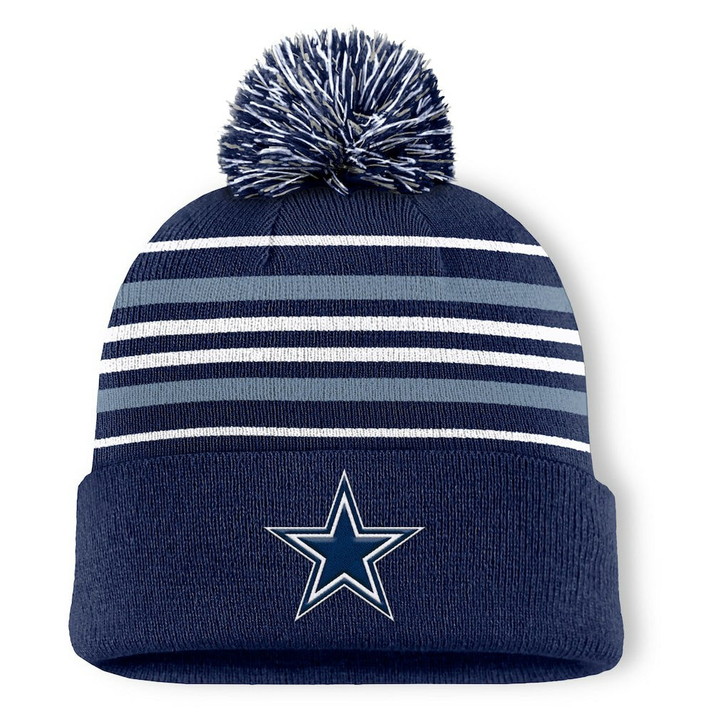 Dallas Cowboys Fundamental Striped Cuffed Knit Hat with Pom - Navy sale