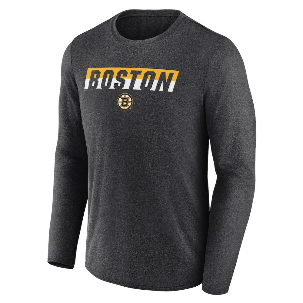 Boston Bruins Fanatics Transition Long Sleeve T-Shirt Heather Charcoal
