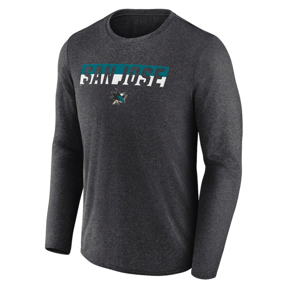 San Jose Sharks Fanatics Transition Long Sleeve T-Shirt Heather Charcoal