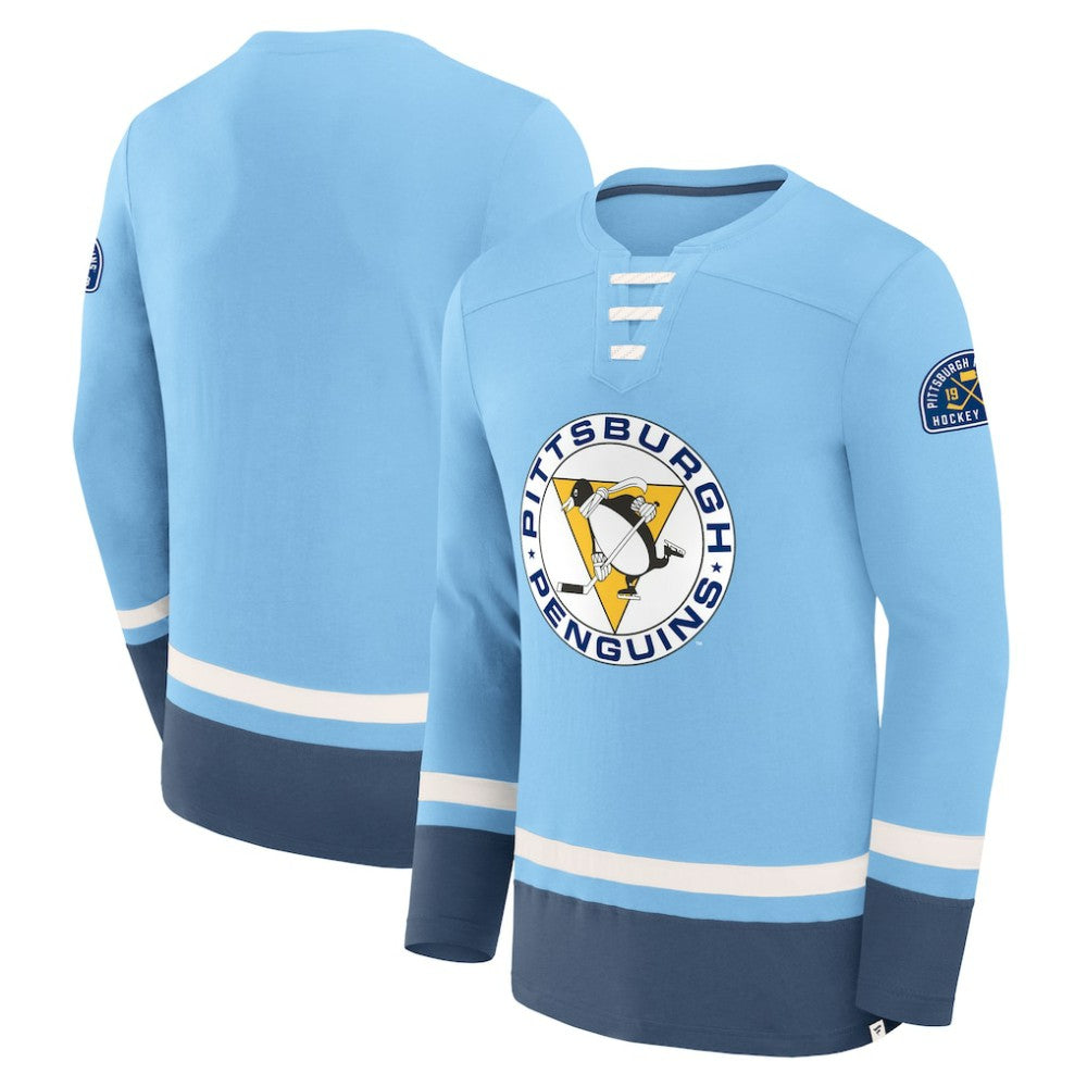 Pittsburgh Penguins Fanatics Vintage High Point Long Sleeve T-Shirt Light Blue