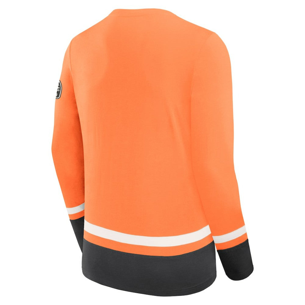 Philadelphia Flyers Fanatics Vintage High Point Long Sleeve T-Shirt Orange