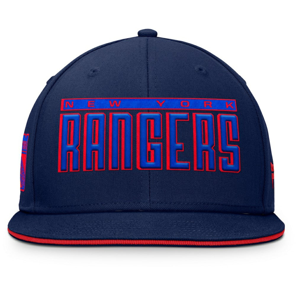 New York Rangers Fanatics Fundamental Gino Stack Snapback Hat Blue