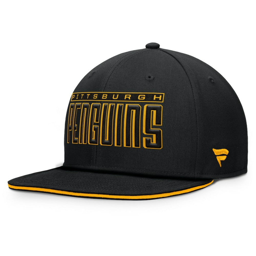 Pittsburgh Penguins Fanatics Fundamental Gino Stack Snapback Hat Black