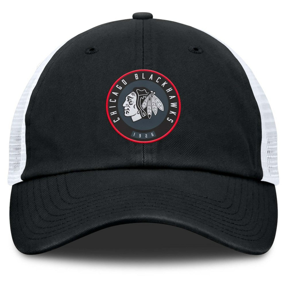 Chicago Blackhawks Fanatics Averie Trucker Adjustable Hat Black/White