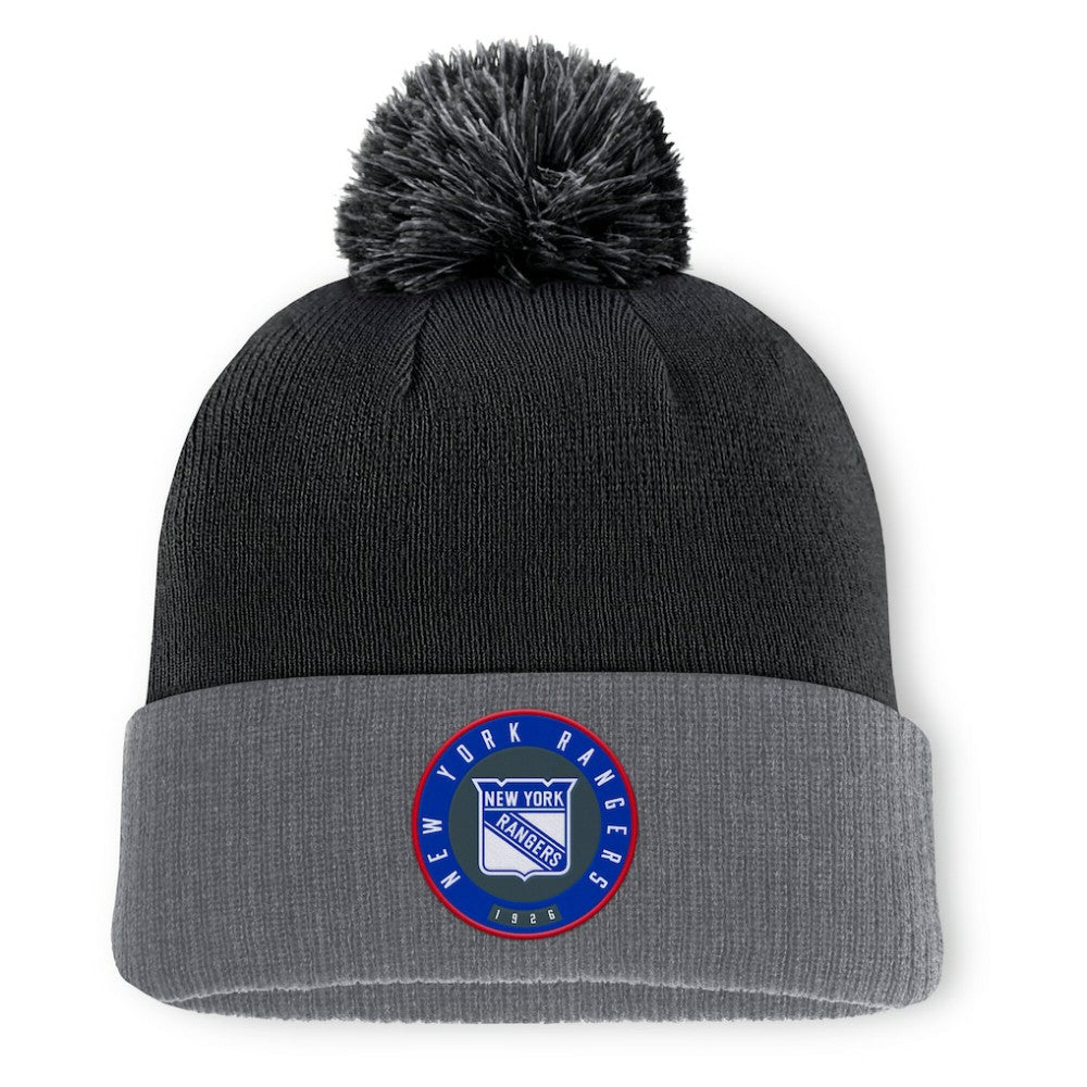 New York Rangers Fanatics Aspyn Cuffed Knit Hat with Pom Black