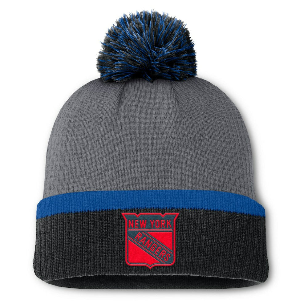New York Rangers Fanatics Women's Cuffed Knit Hat with Pom Charcoal