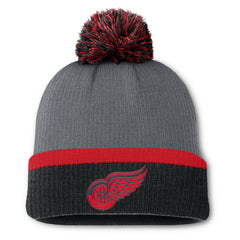 Detroit Red Wings Fanatics Women's Cuffed Knit Hat with Pom Charcoal