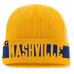 Nashville Predators Fanatics Blueliner Cuffed Knit Hat Gold