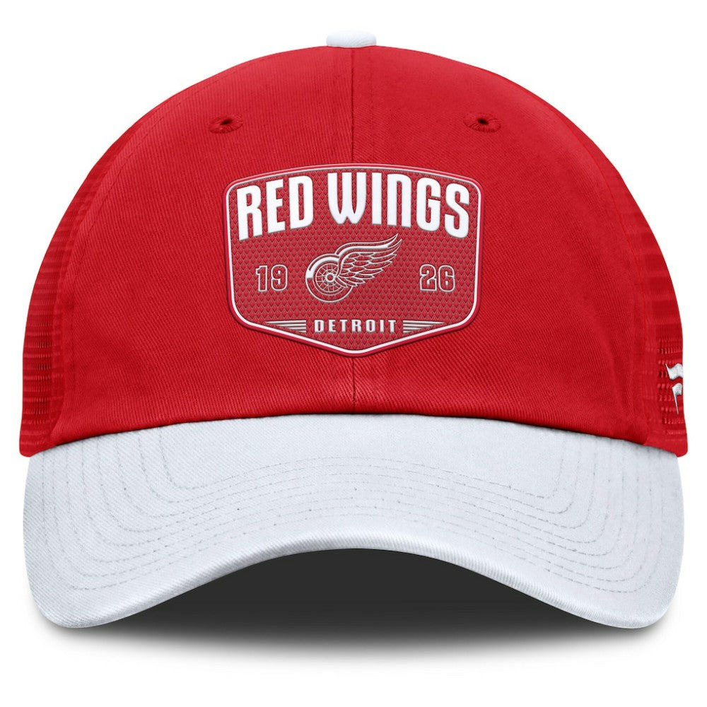 Detroit Red Wings Fanatics Fundamental One-Time Trucker Adjustable Hat Red