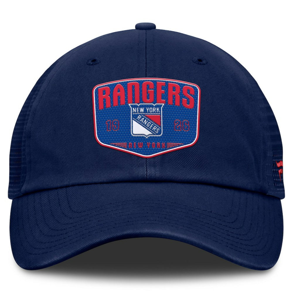 New York Rangers Fanatics Fundamental One-Time Trucker Adjustable Hat Blue