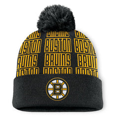 Boston Bruins Fanatics Fundamental Empty Net Cuffed Knit Hat with Pom Black
