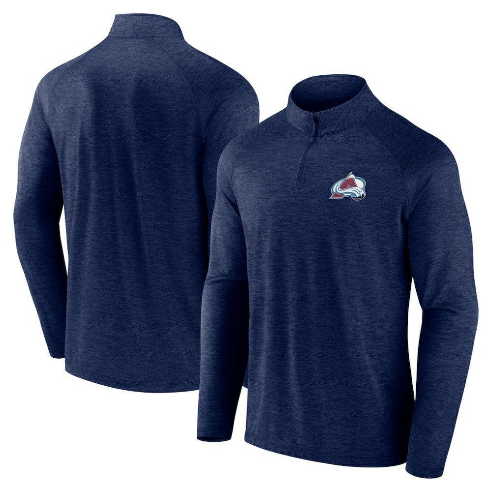 Colorado Avalanche Logo Athletic Head-to-Head Raglan Quarter-Zip Top Navy