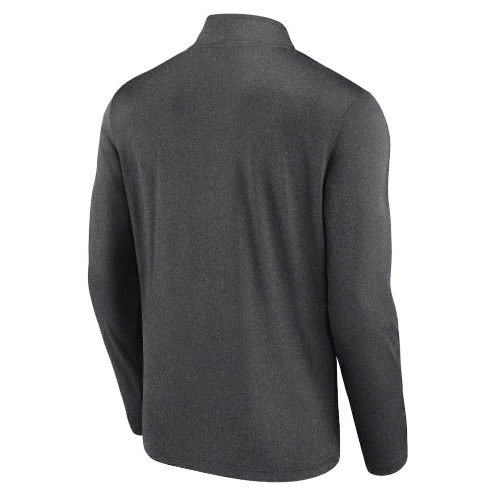 Detroit Red Wings Logo Athletic Head-to-Head Raglan Quarter-Zip Top Heather Charcoal