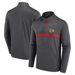 Chicago Blackhawks Logo Athletic Head-to-Head Raglan Quarter-Zip Top Heather Charcoal