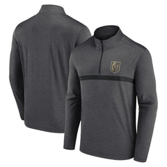 Vegas Golden Knights Logo Athletic Head-to-Head Raglan Quarter-Zip Top Heather Charcoal