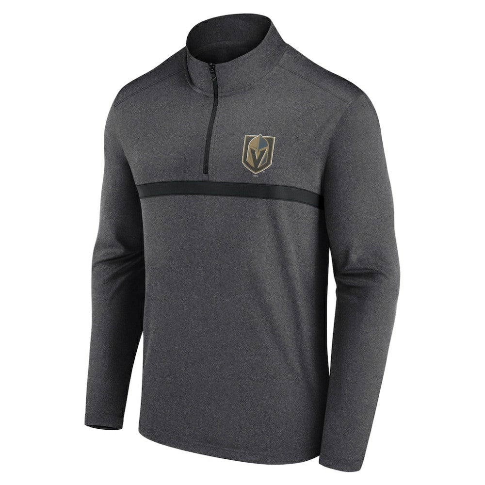 Vegas Golden Knights Logo Athletic Head-to-Head Raglan Quarter-Zip Top Heather Charcoal