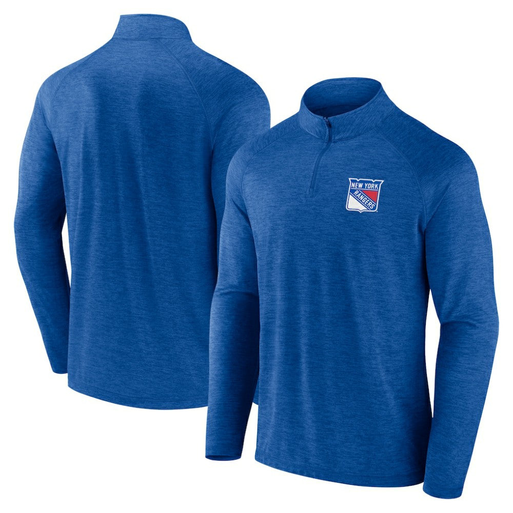 New York Rangers Logo Athletic Head-to-Head Raglan Quarter-Zip Top Blue