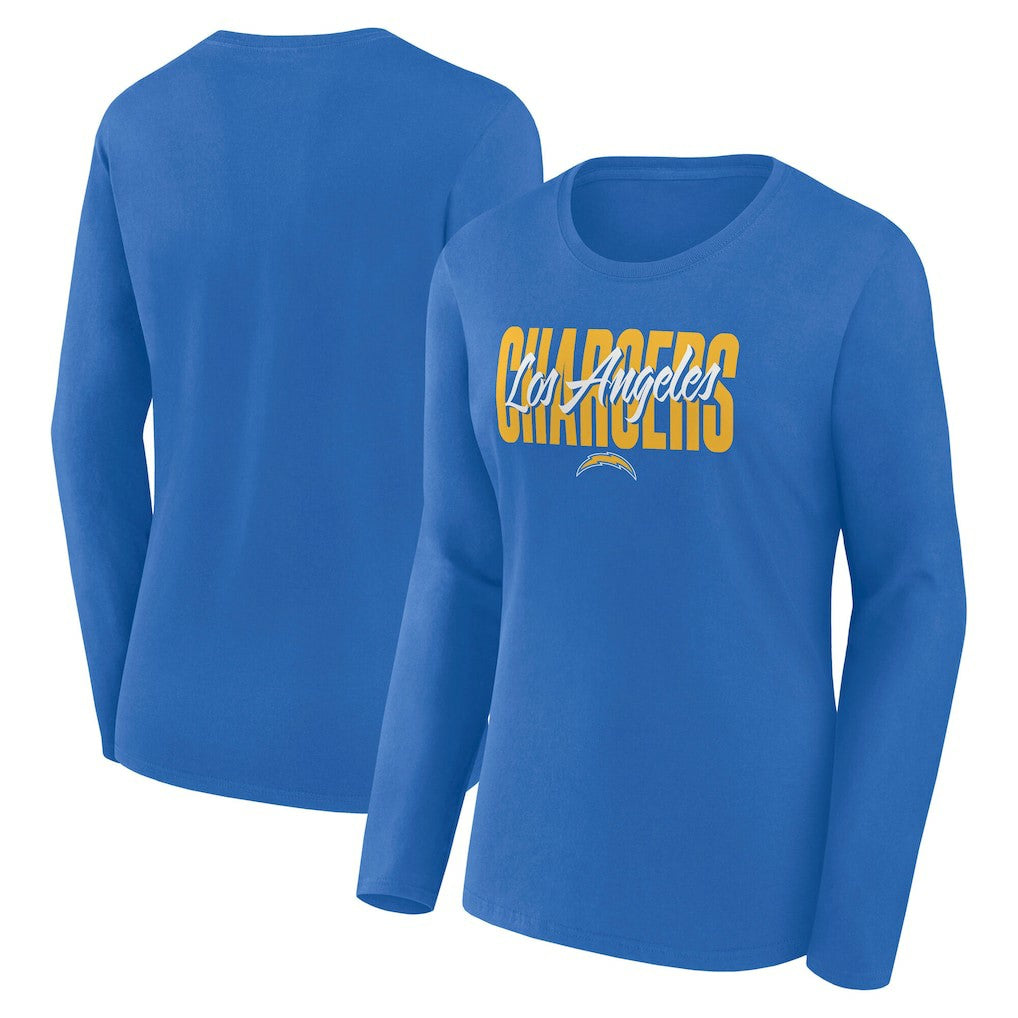Los Angeles Chargers Logo Athletic Women's Grip Long Sleeve T-Shirt - Powder Blue discount