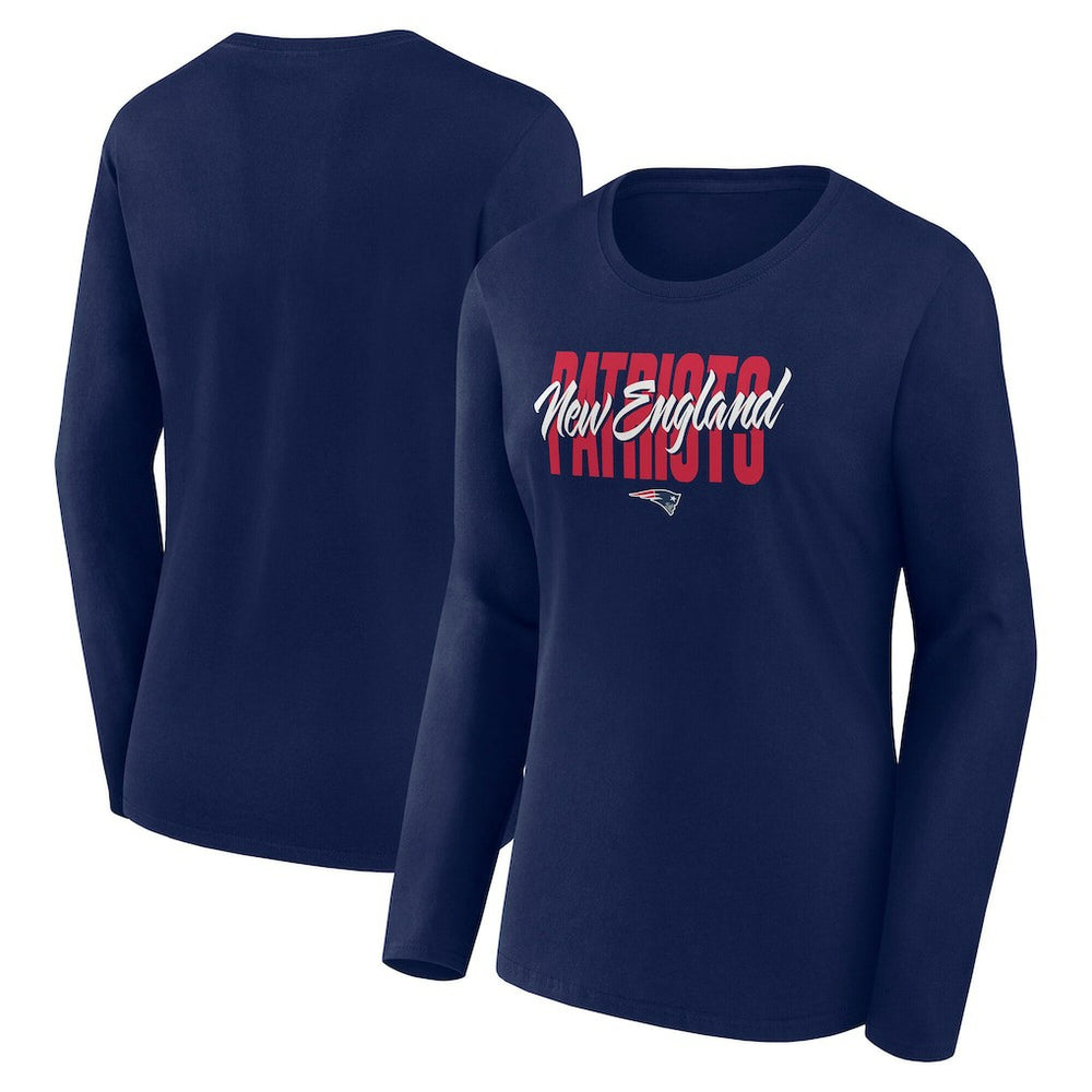 New England Patriots Logo Athletic Women's Grip Long Sleeve T-Shirt - Navy sale