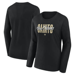 New Orleans Saints Logo Athletic Women's Grip Long Sleeve T-Shirt - Black sale