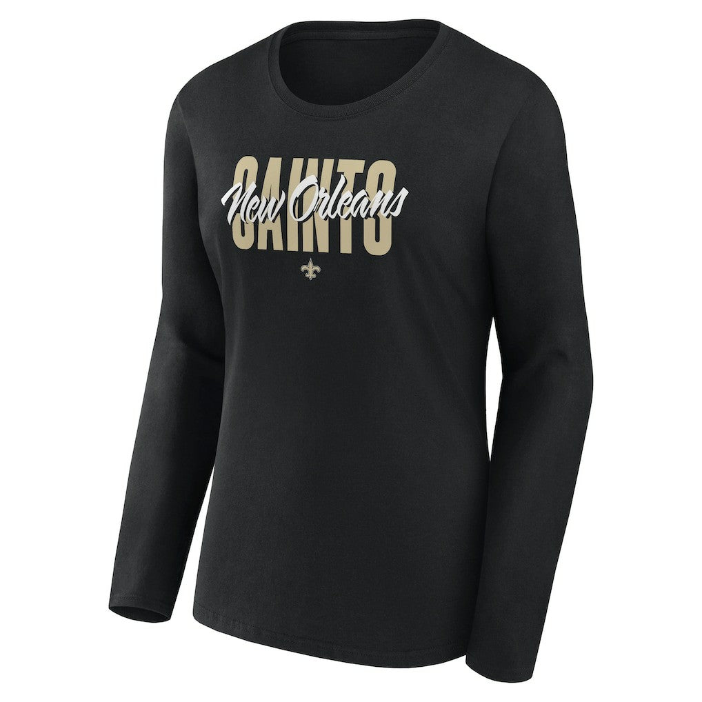 New Orleans Saints Logo Athletic Women's Grip Long Sleeve T-Shirt - Black sale