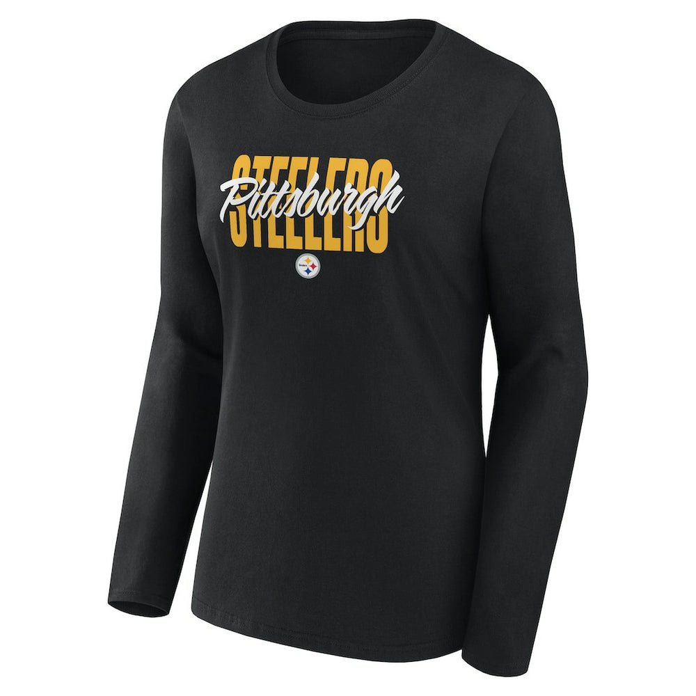 Pittsburgh Steelers Logo Athletic Women's Grip Long Sleeve T-Shirt - Black for sale