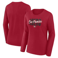 San Francisco 49ers Logo Athletic Women's Grip Long Sleeve T-Shirt - Scarlet on sale