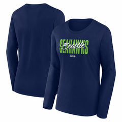 Seattle Seahawks Logo Athletic Women's Grip Long Sleeve T-Shirt - College Navy online