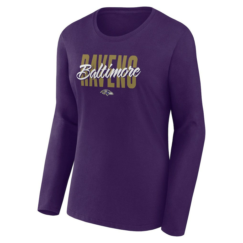Baltimore Ravens Logo Athletic Women's Grip Long Sleeve T-Shirt - Purple discount