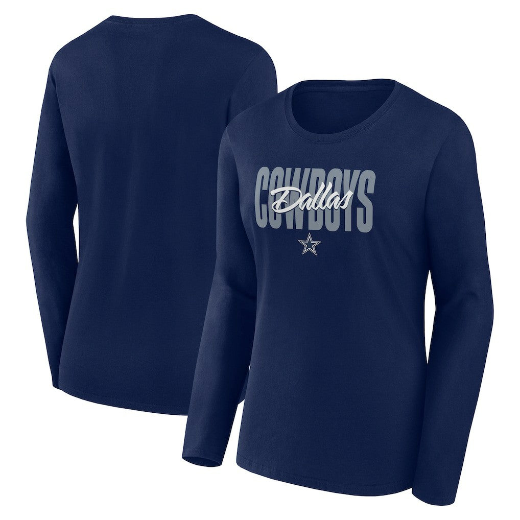 Dallas Cowboys Logo Athletic Women's Grip Long Sleeve T-Shirt - Navy sale