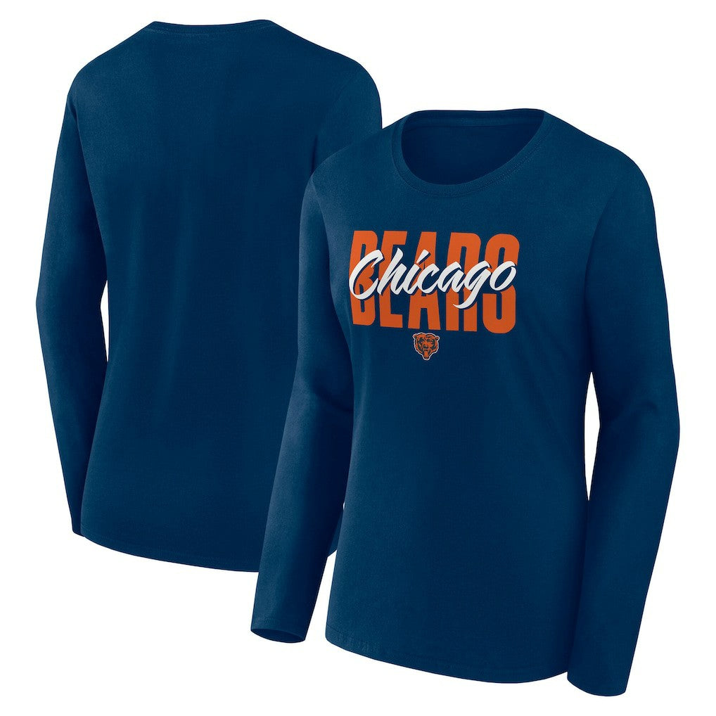 Chicago Bears Logo Athletic Women's Grip Long Sleeve T-Shirt - Navy discount