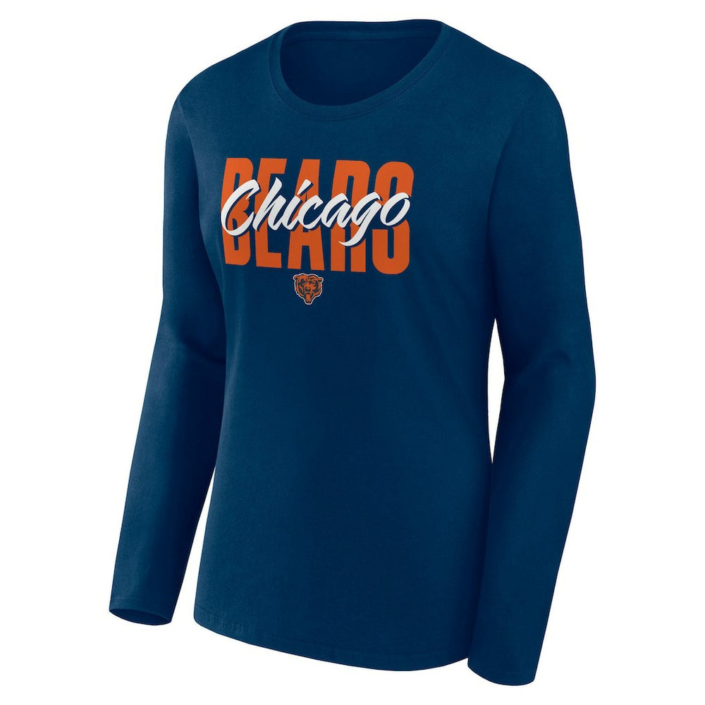 Chicago Bears Logo Athletic Women's Grip Long Sleeve T-Shirt - Navy discount