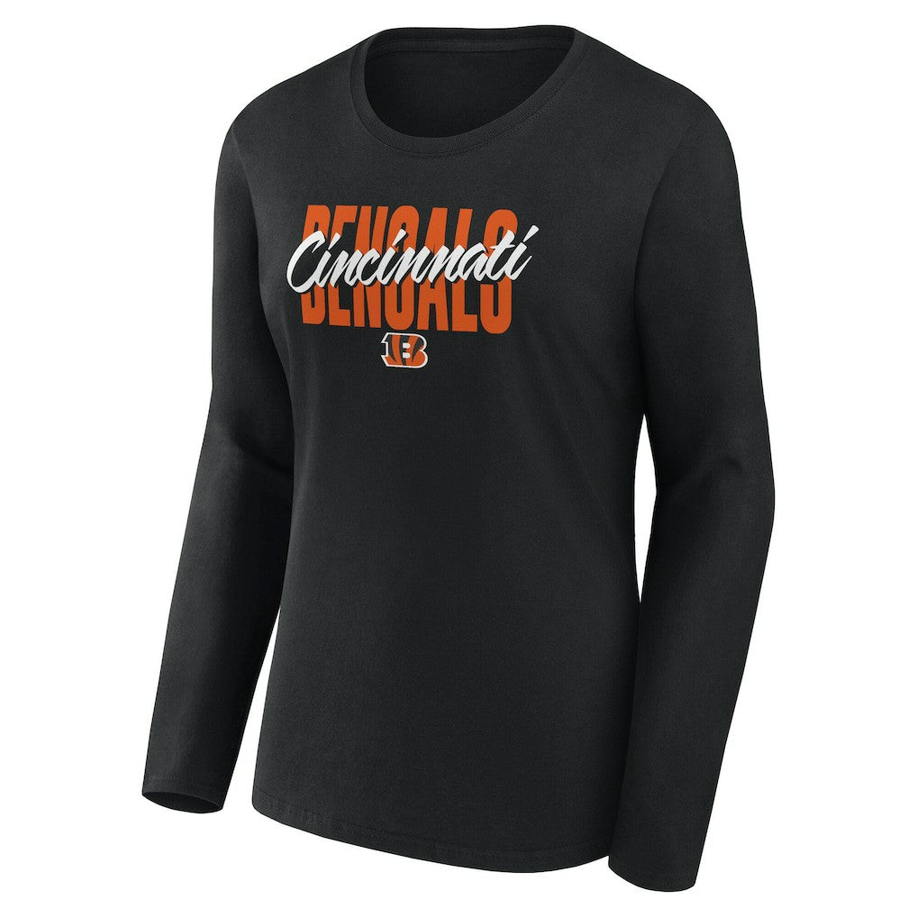 Cincinnati Bengals Logo Athletic Women's Grip Long Sleeve T-Shirt - Black for sale