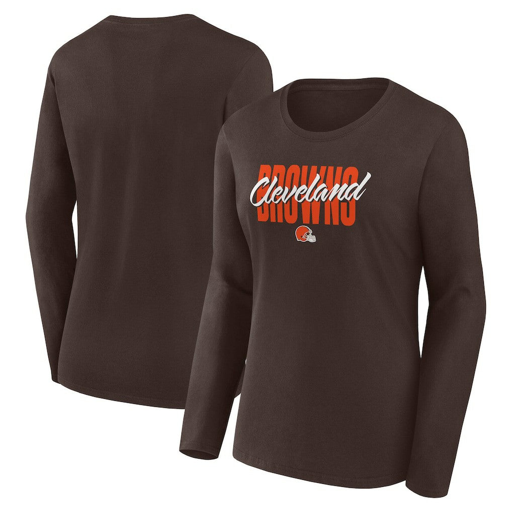 Cleveland Browns Logo Athletic Women's Grip Long Sleeve T-Shirt - Brown outlet