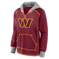 Washington Commanders Logo Athletic Women's Boom Fleece Pullover V-Neck Hoodie - Burgundy sale