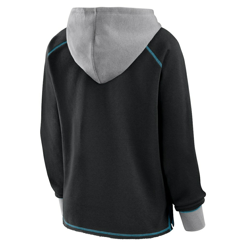 Jacksonville Jaguars Logo Athletic Women's Boom Fleece Pullover V-Neck Hoodie - Black outlet