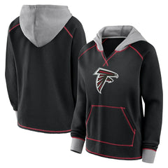 Atlanta Falcons Logo Athletic Women's Boom Fleece Pullover V-Neck Hoodie - Black discount