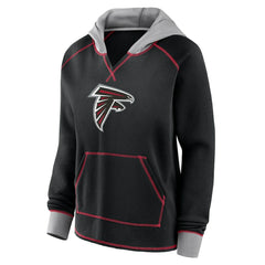 Atlanta Falcons Logo Athletic Women's Boom Fleece Pullover V-Neck Hoodie - Black discount