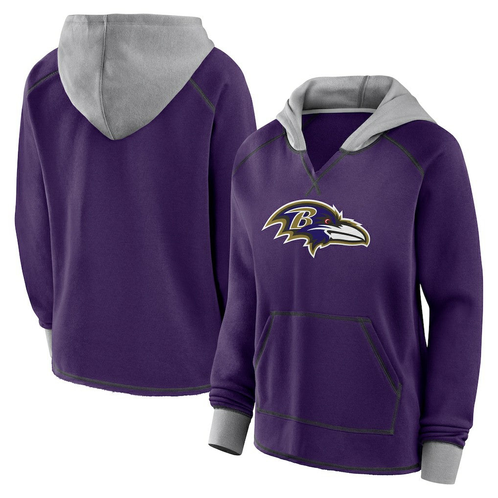 Baltimore Ravens Logo Athletic Women's Boom Fleece Pullover V-Neck Hoodie - Purple online