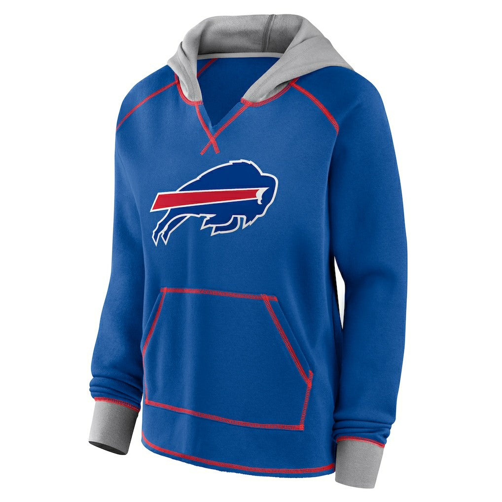 Buffalo Bills Logo Athletic Women's Boom Fleece Pullover V-Neck Hoodie - Royal outlet