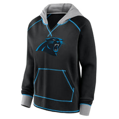 Carolina Panthers Logo Athletic Women's Boom Fleece Pullover V-Neck Hoodie - Black online