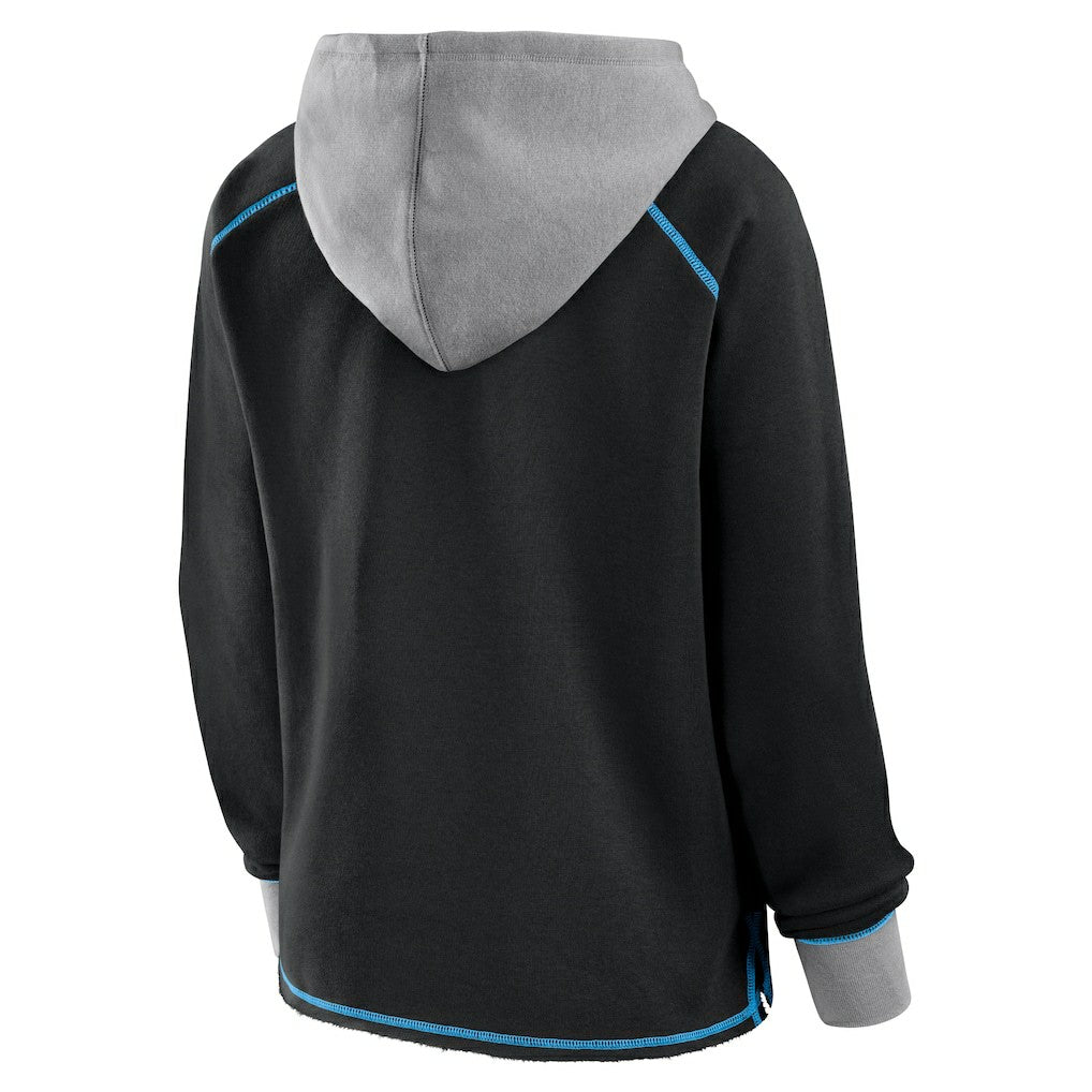 Carolina Panthers Logo Athletic Women's Boom Fleece Pullover V-Neck Hoodie - Black online