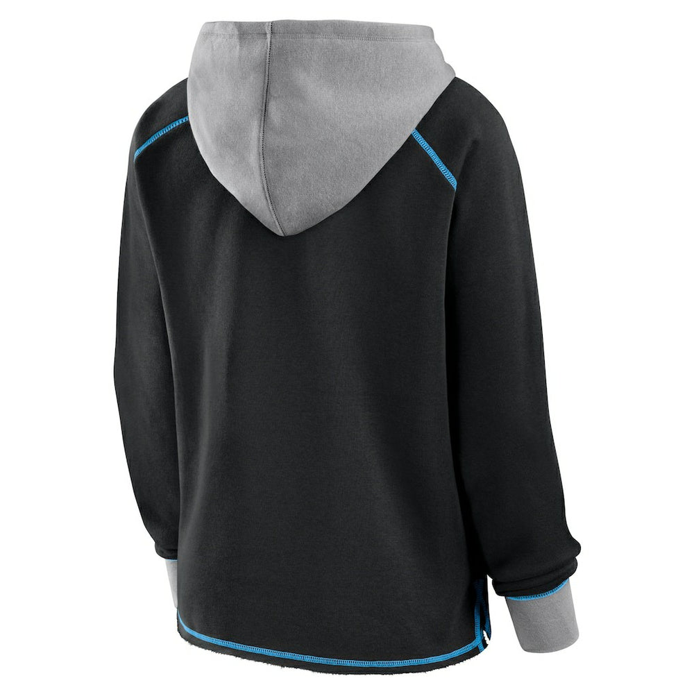 Carolina Panthers Logo Athletic Women's Boom Fleece Pullover V-Neck Hoodie - Black online