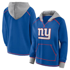 New York Giants Logo Athletic Women's Boom Fleece Pullover V-Neck Hoodie - Royal online