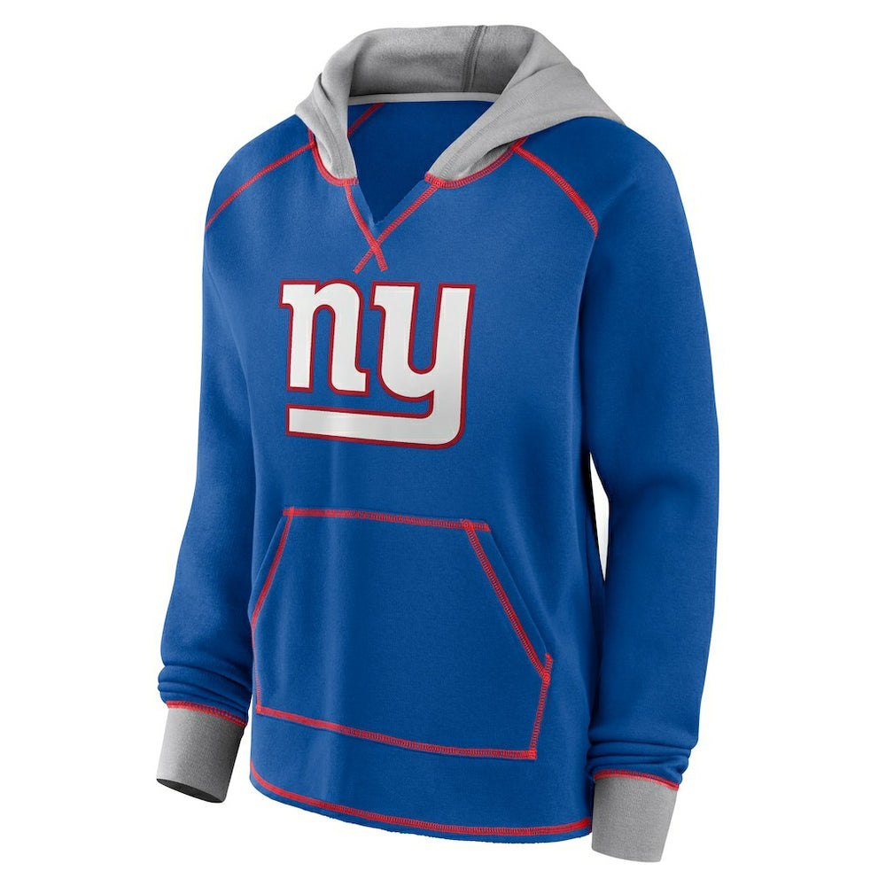 New York Giants Logo Athletic Women's Boom Fleece Pullover V-Neck Hoodie - Royal online