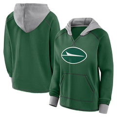New York Jets Logo Athletic Women's Boom Fleece Pullover V-Neck Hoodie - Green sale