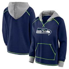 Seattle Seahawks Logo Athletic Women's Boom Fleece Pullover V-Neck Hoodie - College Navy online