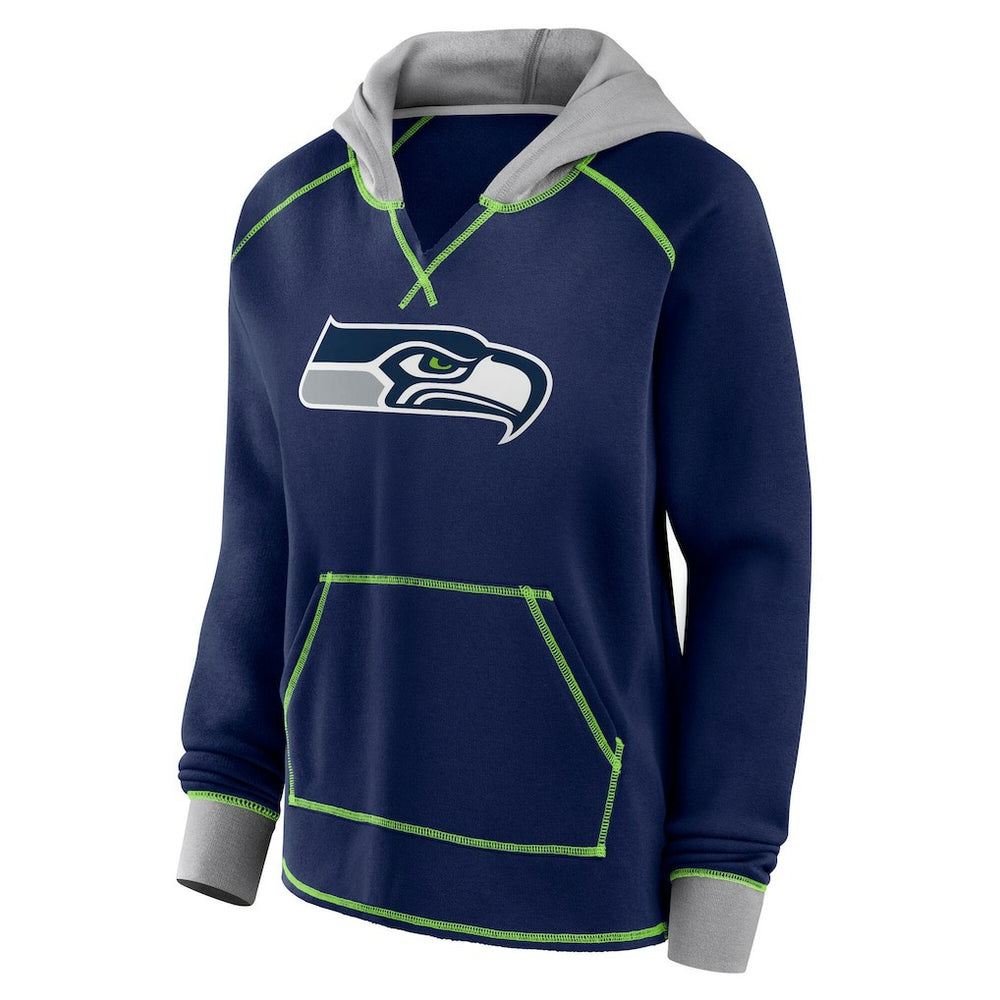 Seattle Seahawks Logo Athletic Women's Boom Fleece Pullover V-Neck Hoodie - College Navy online